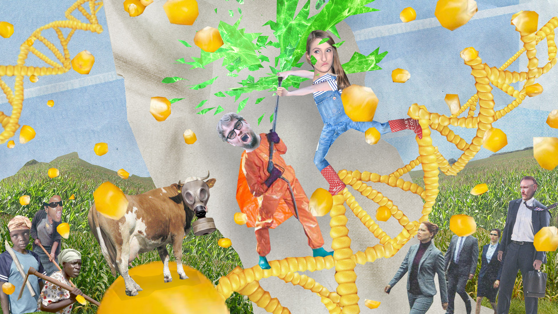 Streit: Ist Monsanto wirklich so böse Collage: Die Autorinnen kämpfen auf einer DNA-Helix