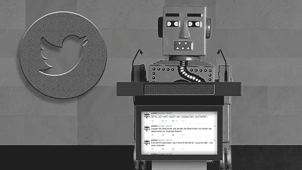 Bot hinter Rednerpult twittert