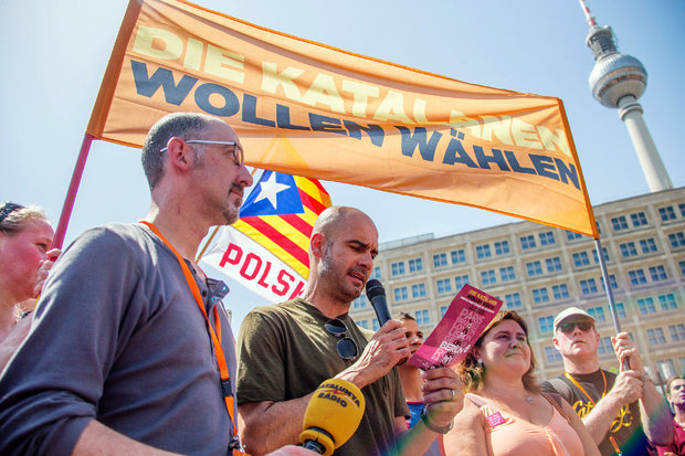 „Die Katalanen wollen wählen“ – Pep Guardiola im Juni in Berlin. (Foto: picture-alliance)