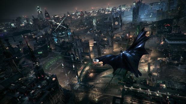 Eine schwarze Wand aus Wolkenkratzern – so stellt sich Gotham auch im Videospiel „Batman: Arkham Knight“  dar (Foto: Warner Bros Games, Ullstein Bild)