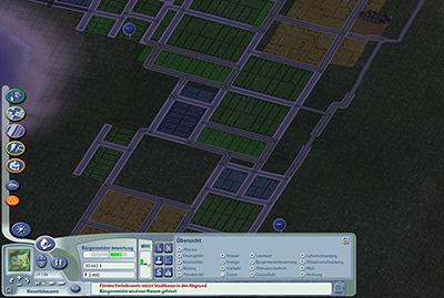 Flächennutzungsplan à la SimCity: Wohnen (grün), Gewerbe (blau) und Industrie (gelb) (Foto: Electronic Arts)