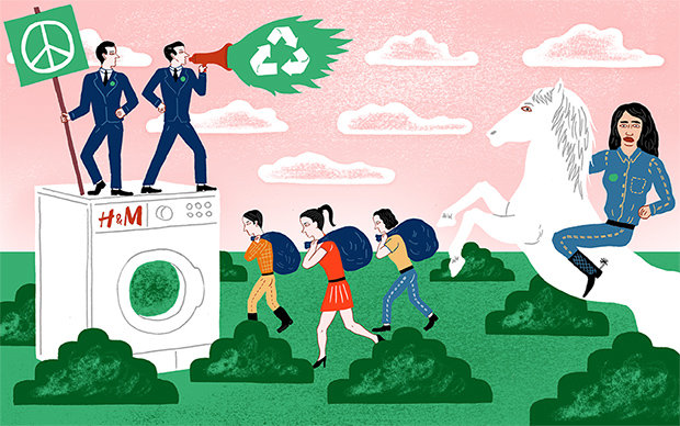 Bringt her Eure Klamotten: Ob Greenwashing oder nicht – H&Ms Kampagne ist umstritten (Illustration: Felix Bauer)