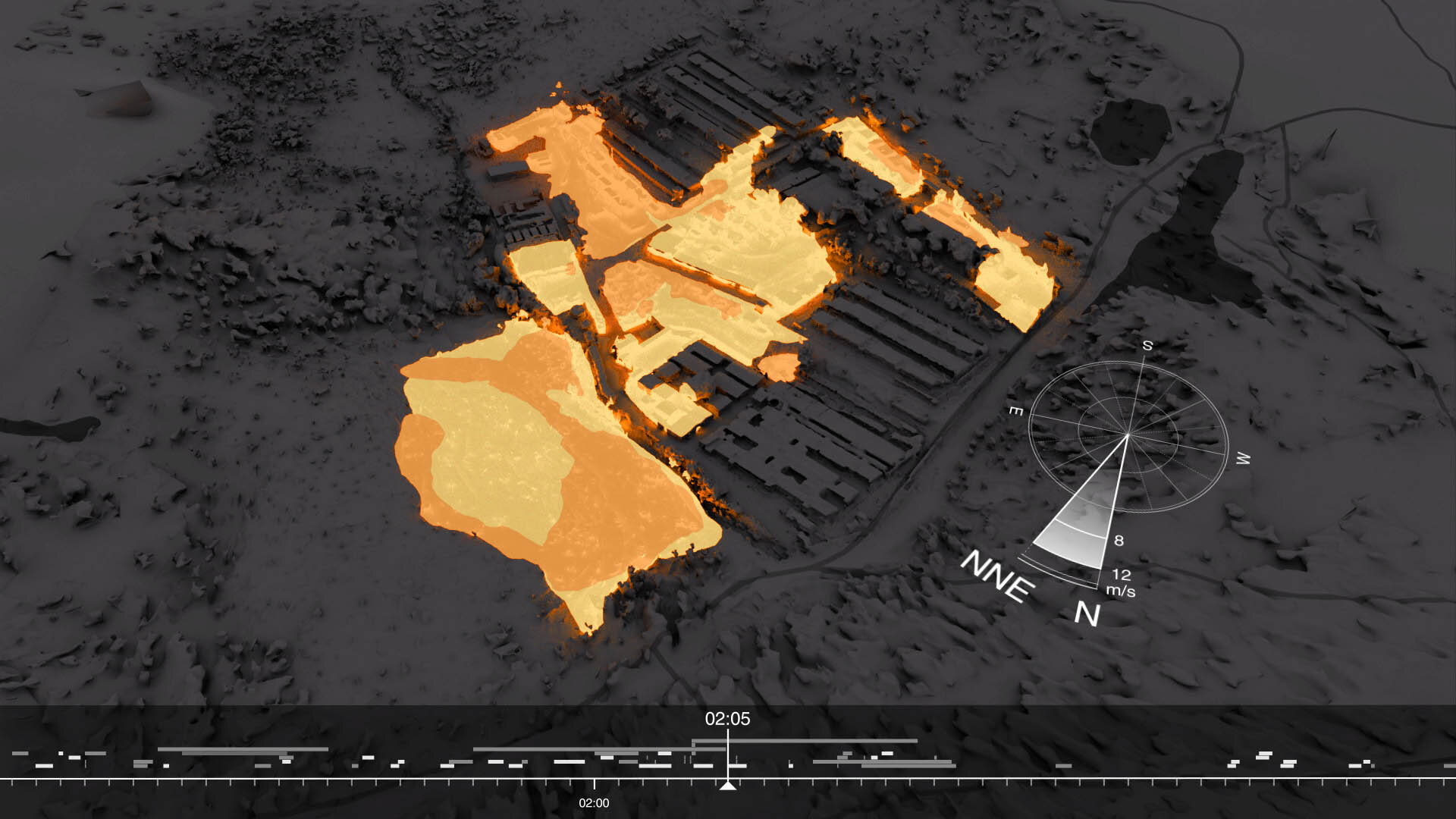 Feuer in Moria (Bild: Forensic Architecture/Forensis, 2023)