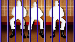 Illustration von drei Männern hinter Gittern