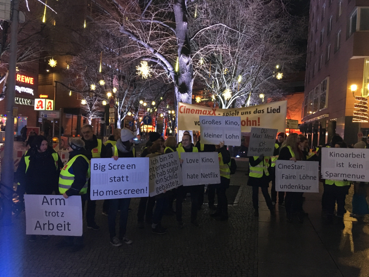 Streikende Kinomitarbeiter auf der Berlinale 2019 Streikende Kinomitarbeiter auf der Berlinale 2019