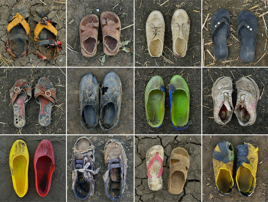 Abgelaufen, zerrissen, notdürftig repariert- Die Schuhe zeugen von den Härten der Flucht und vom Überlebenswillen der Vertriebenen