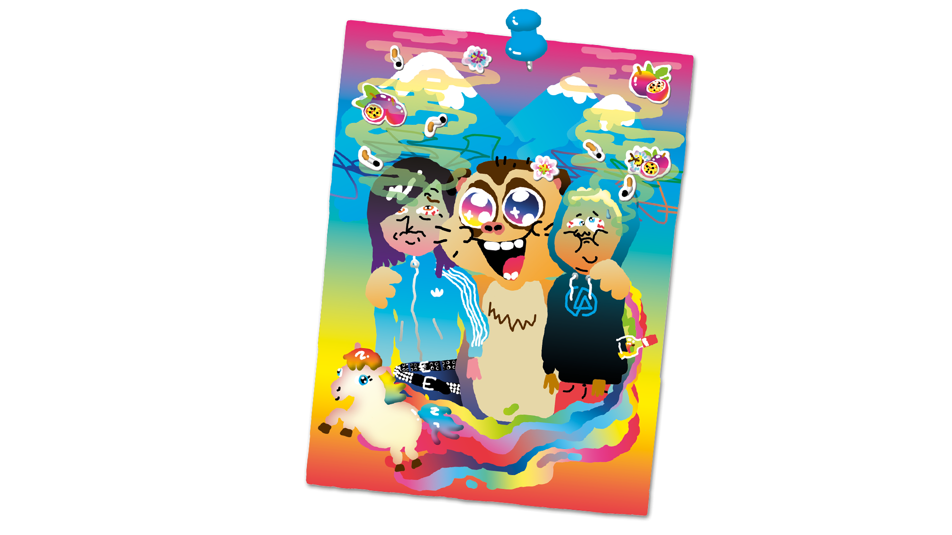 Illustration einer bunten Postkarte