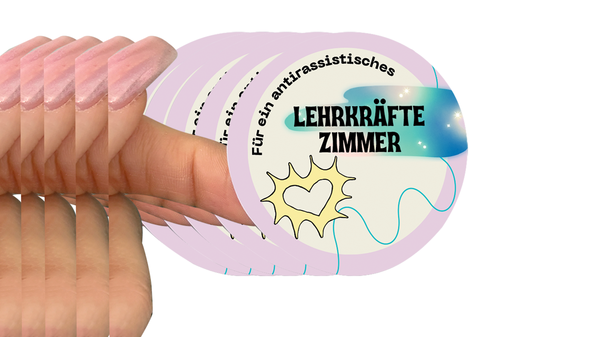 Illustration mit Finger und Sticker