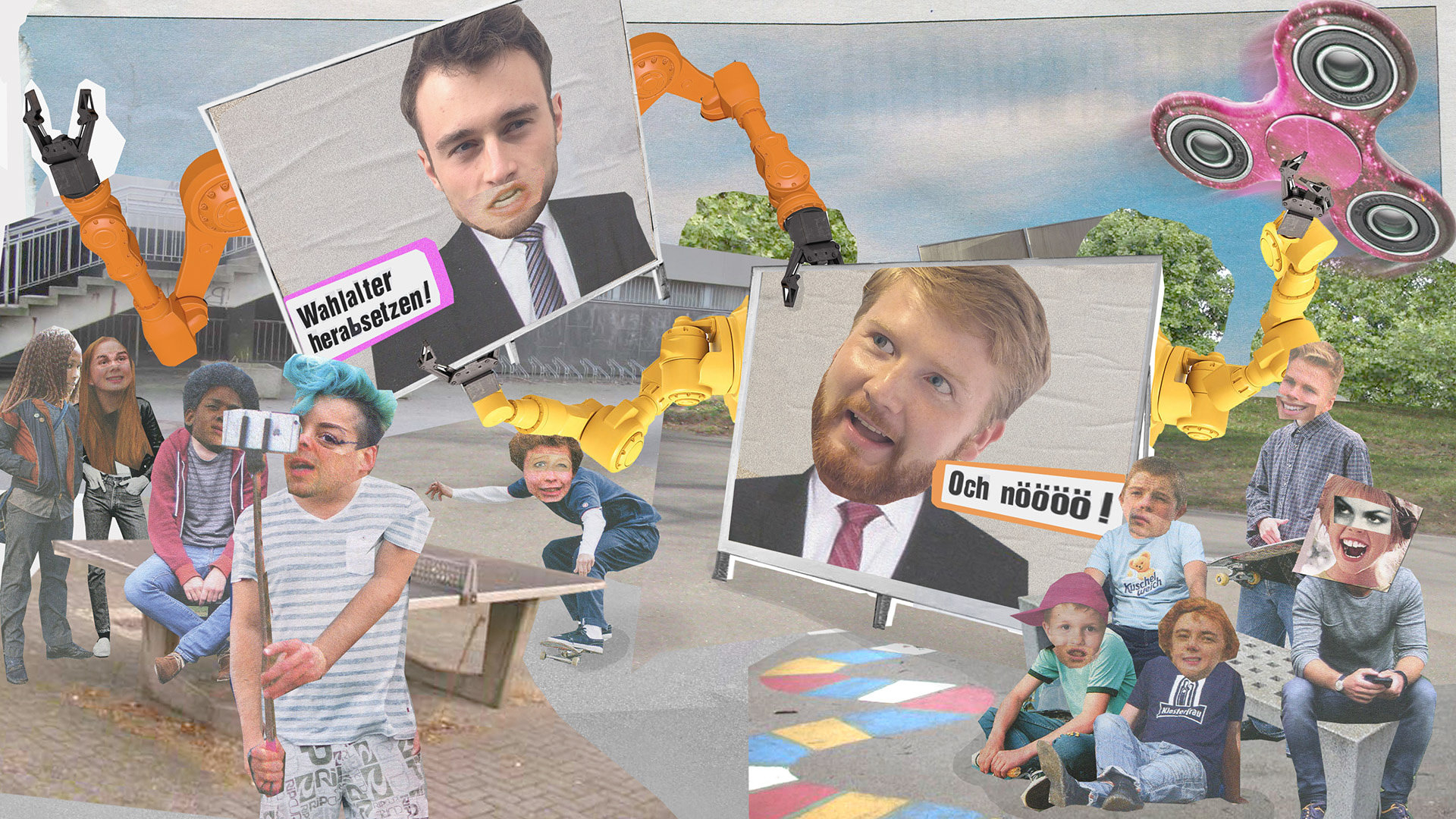 Collage zur Wahlalter-Debatte Lustige Collage, die beide Autoren auf Wahlplakaten zeigt