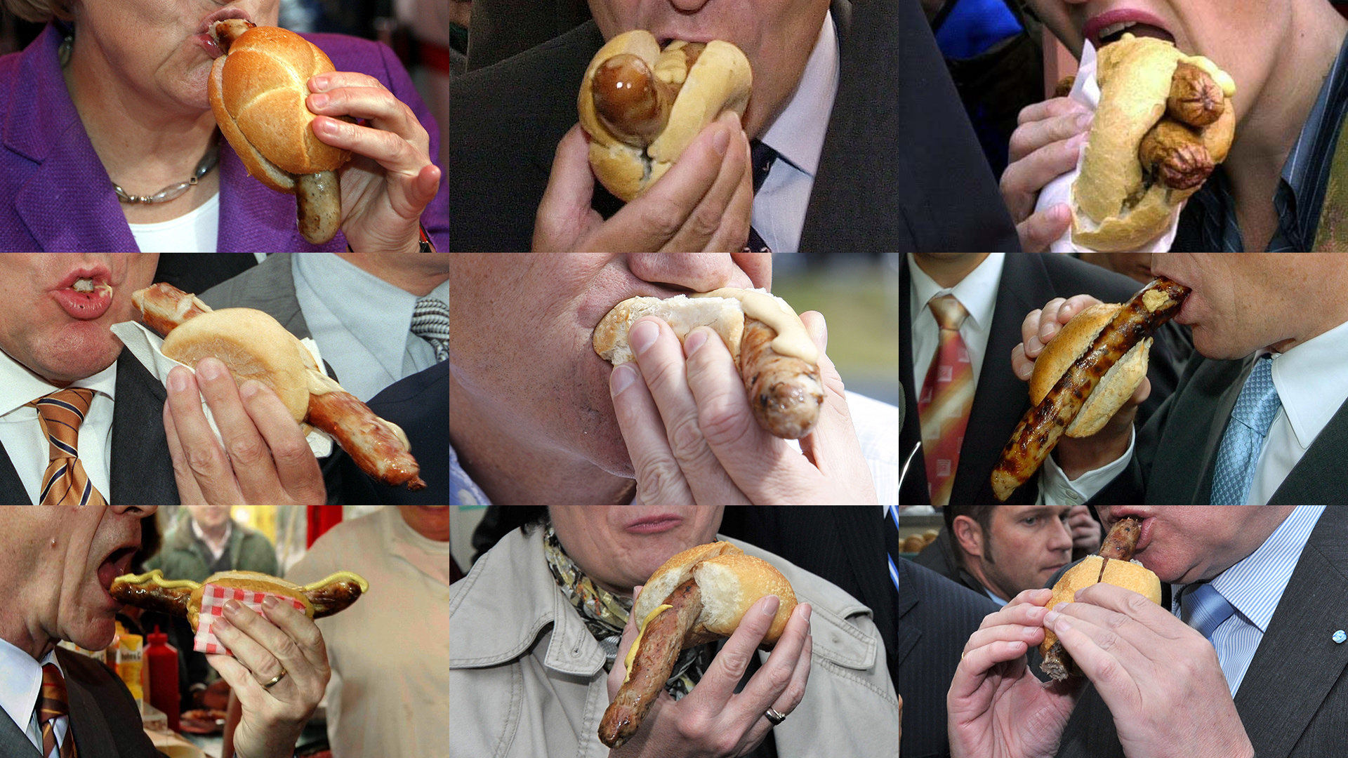 Politiker beim Bratwurstessen