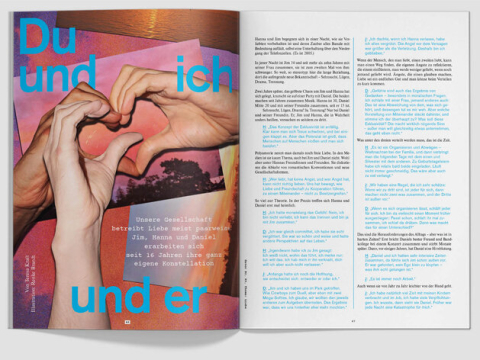 Doppelseite fluter Liebe: "Du und ich und er"
