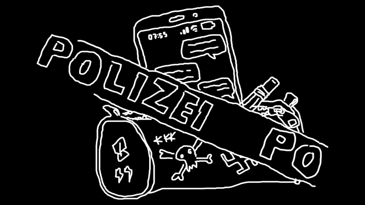 Illustration mit Polizeoabsperrung