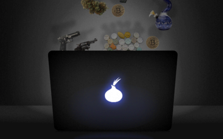 Apple Laptop mit leuchtender Zwiebel statt Apfel-Logo