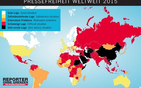 In manchen Ländern sieht Reporter ohne Grenzen Schwarz für die Pressefreiheit. Zur offiziellen Rangliste