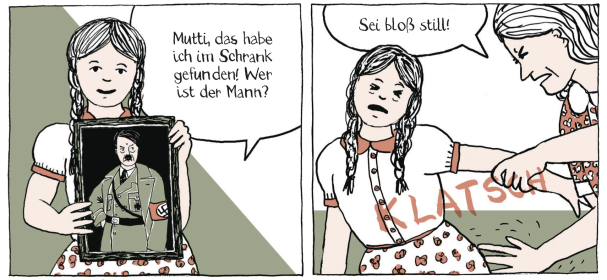 Szene aus dem Comic in der ein Mädchen von der Mutter einen Klaps bekommt